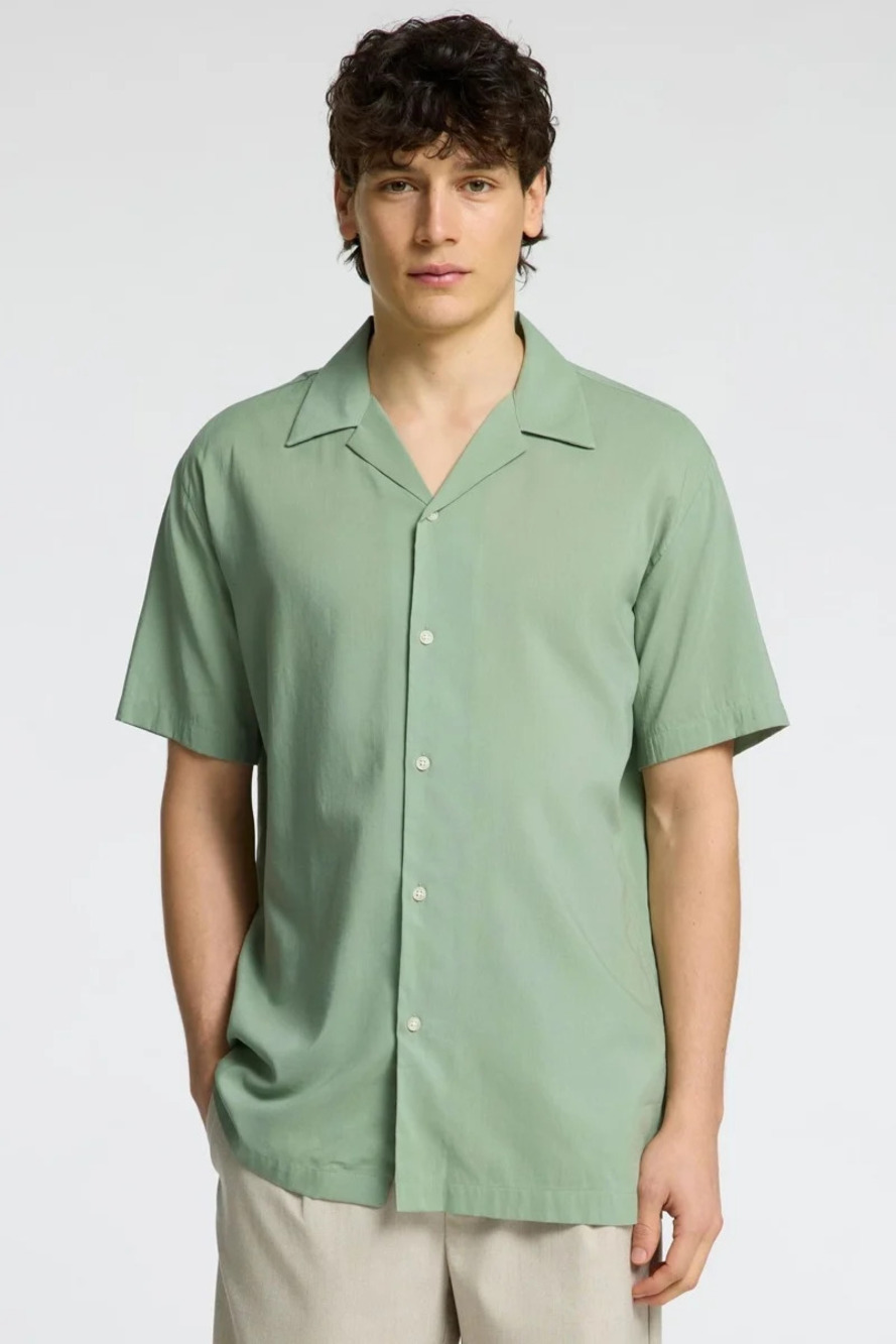 Selected Homme Iceberg Green Cuban Collar Shirt/36066